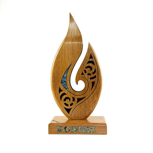 NZ Maori Roimata Koru Pacific Rimu Sculpture Trophy - Image 12