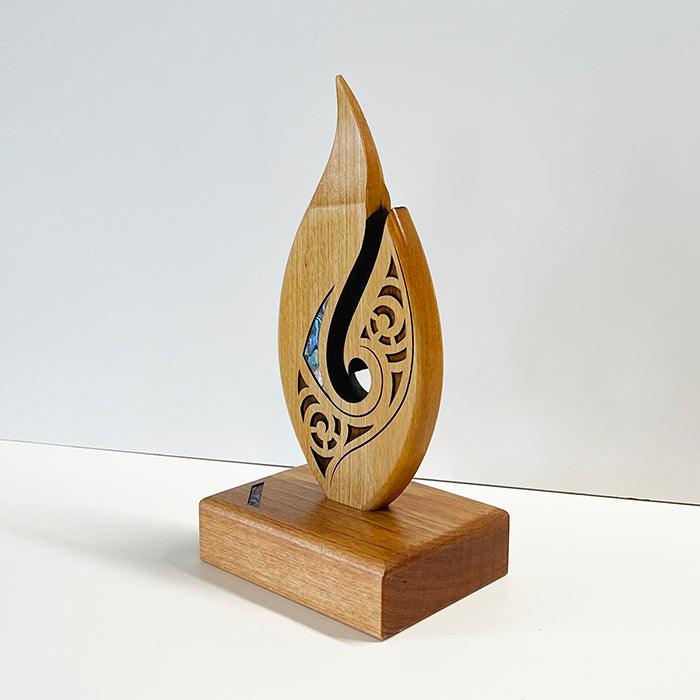NZ Maori Roimata Koru Pacific Rimu Sculpture Trophy - Image 2