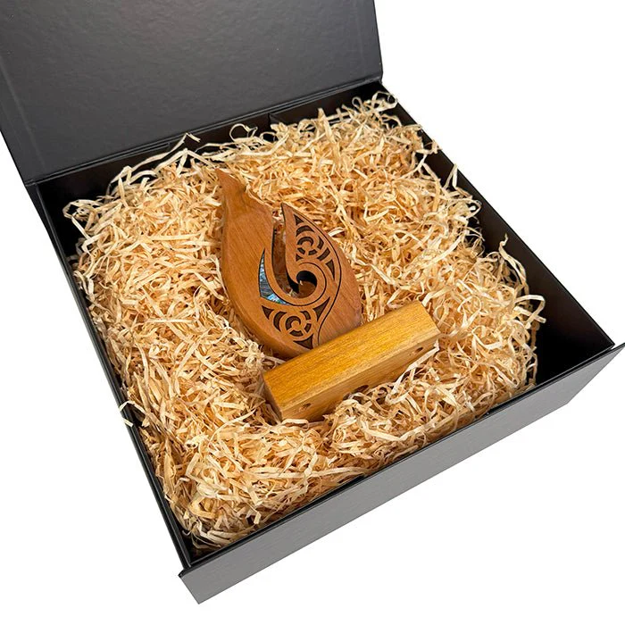 NZ Maori Roimata Koru Pacific Rimu Sculpture Trophy - Image 7