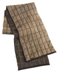 NZ Merino Possum Check Scarf with Leather Trim - Image 6