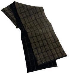 NZ Merino Possum Check Scarf with Leather Trim - Image 7
