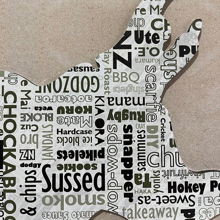 NZ Kiwiana Newspaper Map Wall Art - Image 2