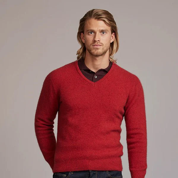 NZ Merino Possum Silk Mens V-neck Sweater - Image 3