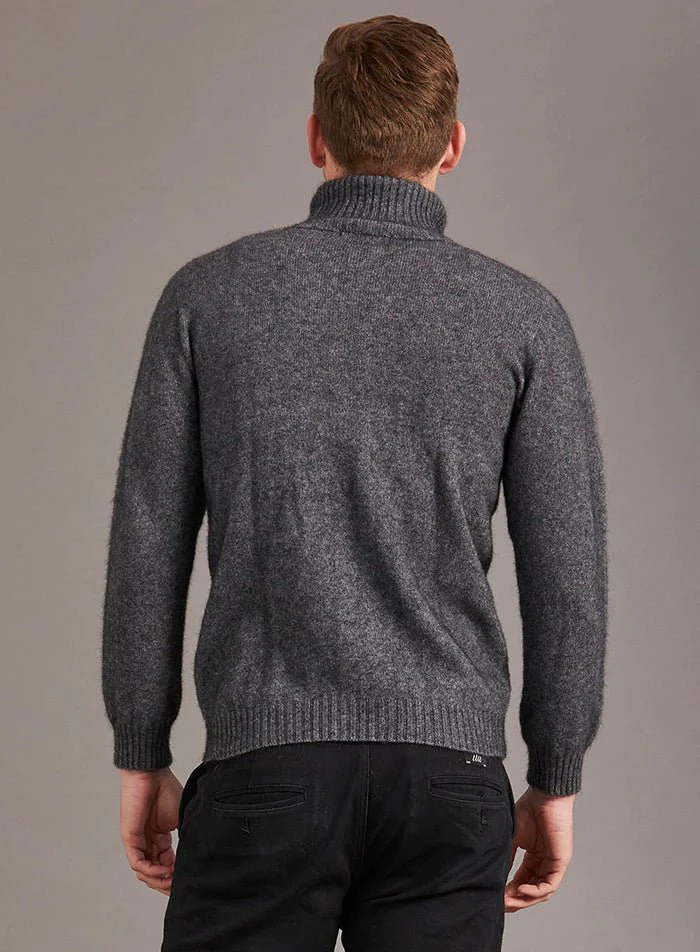 NZ Possum Silk Merino Mens Rib Front Jacket - Image 2