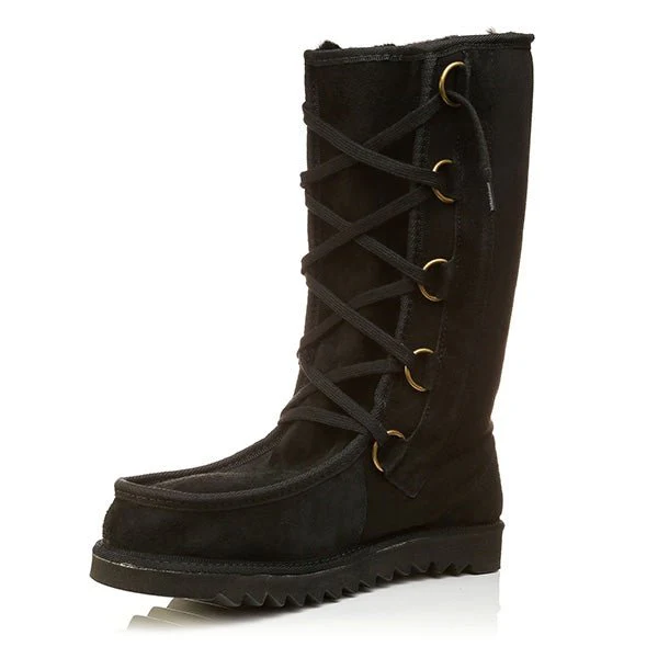 NZ Sheepskin High-calf Lace-up Boots - Image 3