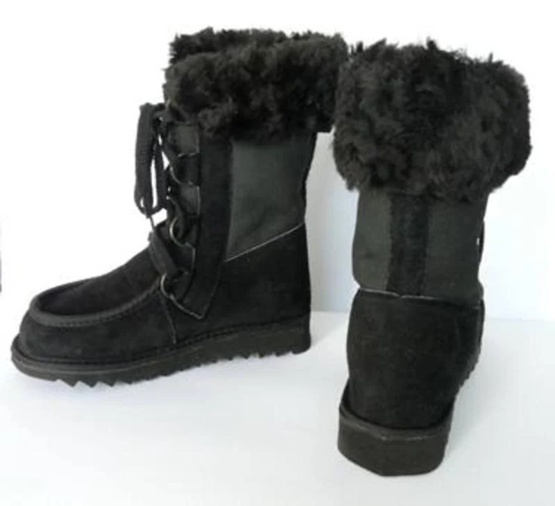 NZ Sheepskin High-calf Lace-up Boots - Image 5