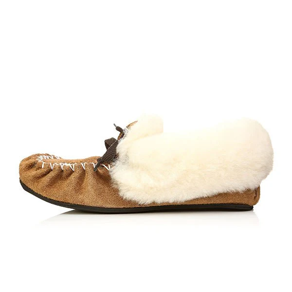 NZ Sheepskin Moccasins with Sheepskin Collar - Image 3