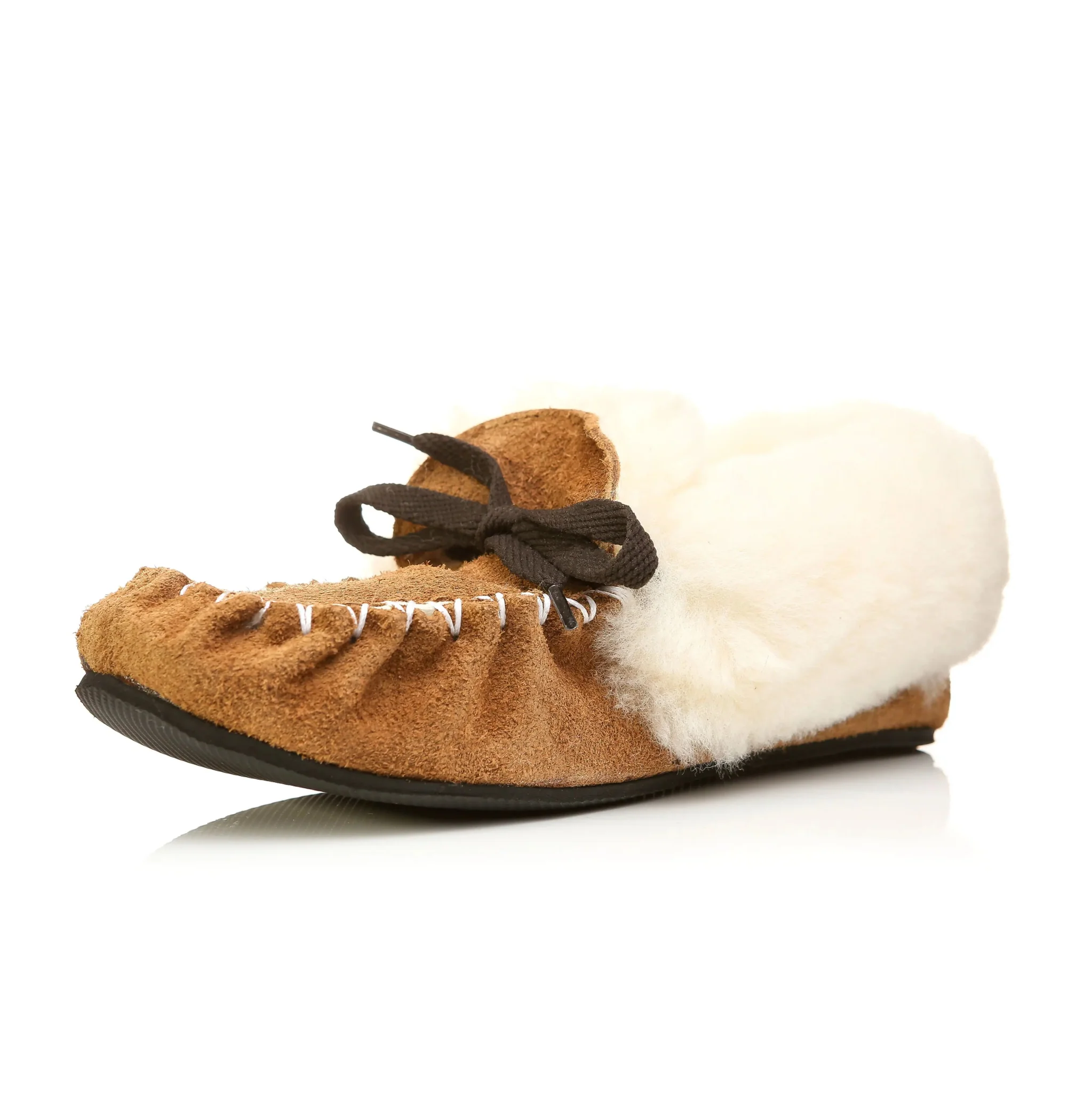 NZ Sheepskin Moccasins with Sheepskin Collar - Image 4