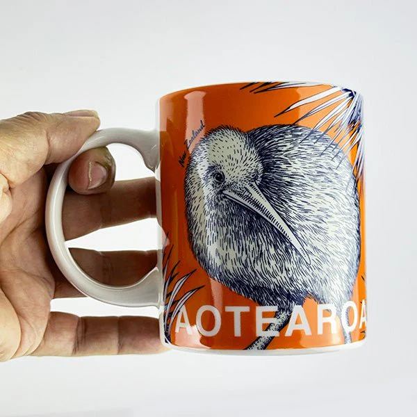 Orange and Navy Aotearoa NZ Kiwi Bird Mug - Image 2
