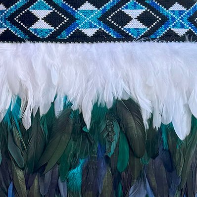 Paua Blue Maori Korowai with Patiki Taniko - Image 4