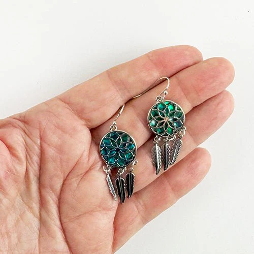 Paua Shell Dream Catcher Earrings - Image 3
