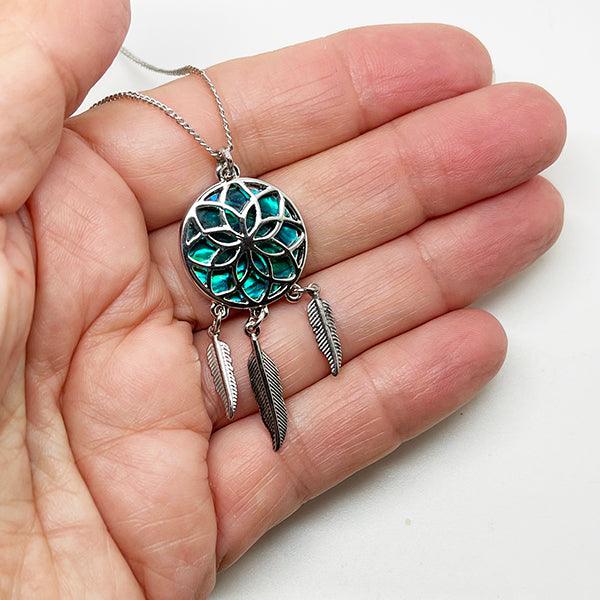 Paua Shell Dream Catcher Necklace - Image 2