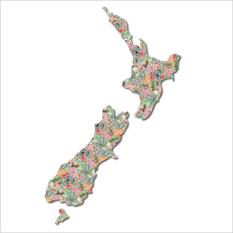 Postage Stamps Map of New Zealand Wall Art - Image 2