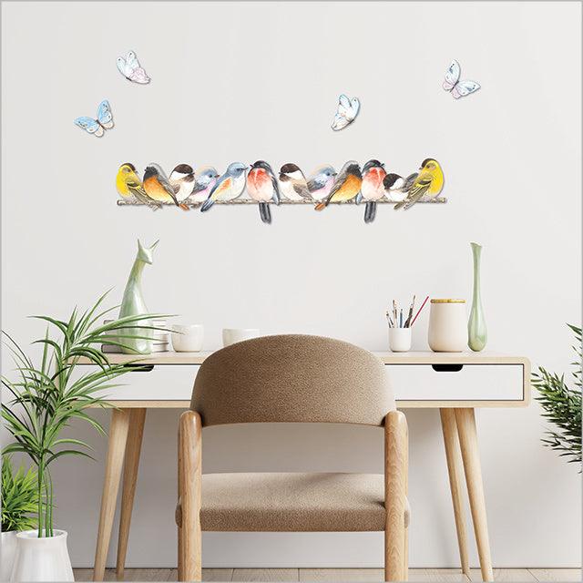 Pretty Flock of Birds and Butterflies Wall Art