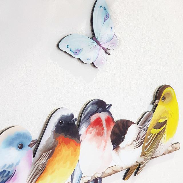 Pretty Flock of Birds and Butterflies Wall Art - Image 3