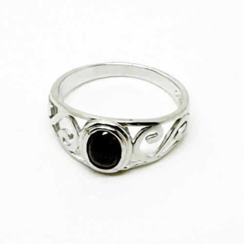 Pretty Genuine Pounamu Sterling Silver Koru Greenstone Ring - Image 2