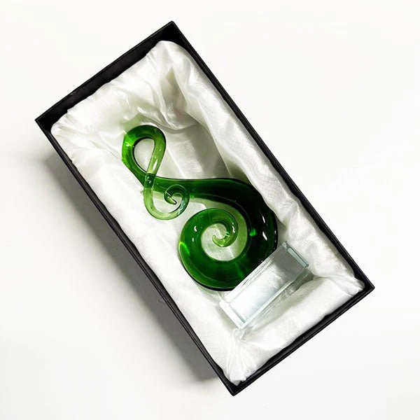Pretty Green Glass Maori Double Koru Ornament or Trophy - Image 3