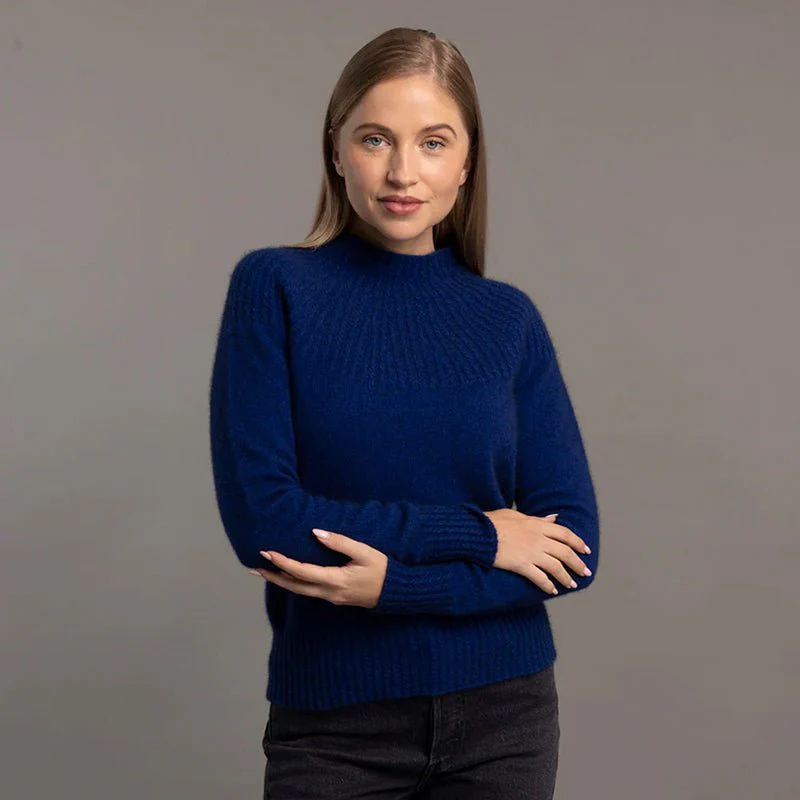 Pretty Merino Possumsilk Yoke Neck Cable Sweater - Image 2