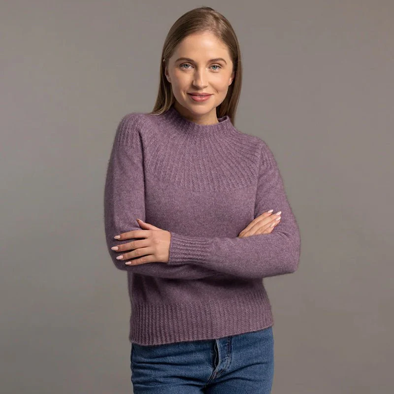 Pretty Merino Possumsilk Yoke Neck Cable Sweater - Image 3
