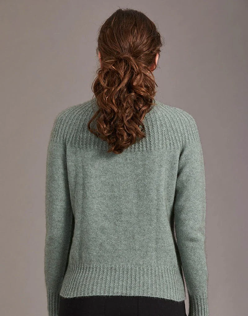 Pretty Merino Possumsilk Yoke Neck Cable Sweater - Image 4
