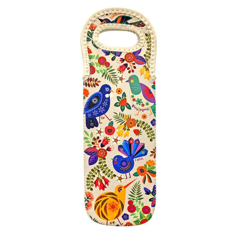 Pretty NZ Birds and Flowers Wine Cooler Bag