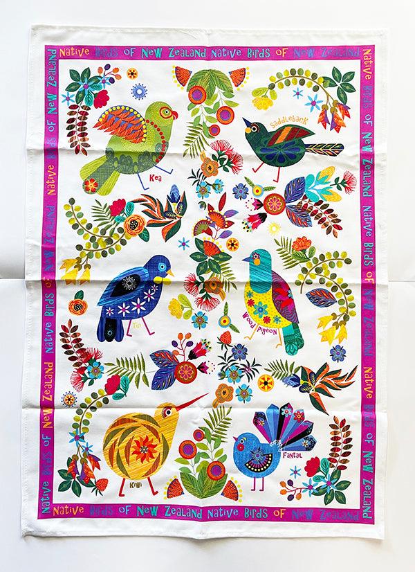 Pretty NZ Birds Tea Towel