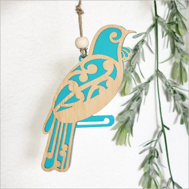 Pretty NZ Koru Tui Bird Christmas Ornament - Image 10