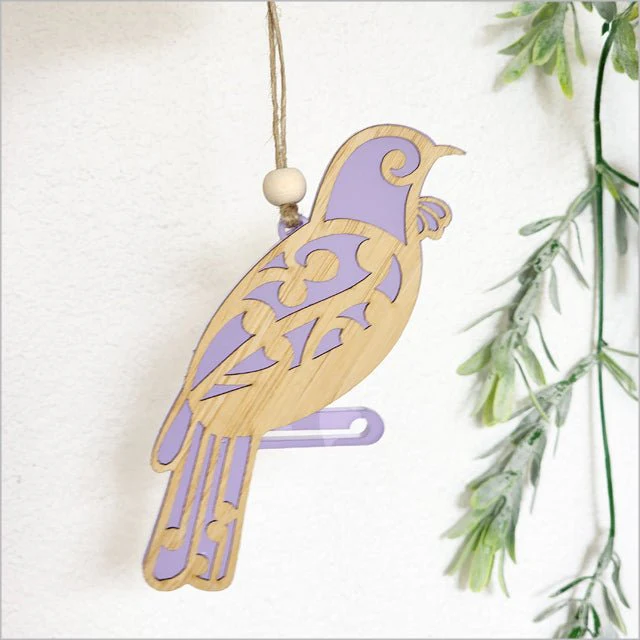 Pretty NZ Koru Tui Bird Christmas Ornament - Image 3