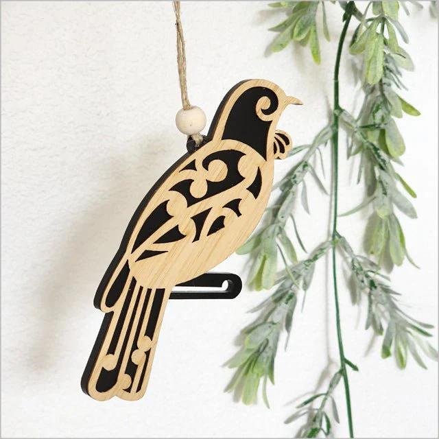 Pretty NZ Koru Tui Bird Christmas Ornament - Image 6