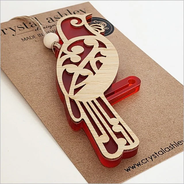 Pretty NZ Koru Tui Bird Christmas Ornament - Image 8