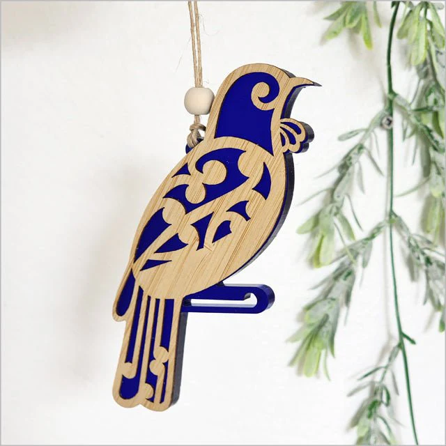 Pretty NZ Koru Tui Bird Christmas Ornament - Image 9