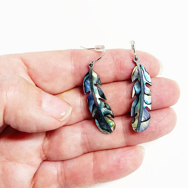 Pretty Paua Feather Earrings - Image 2