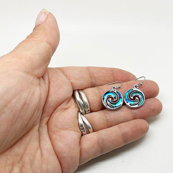 Pretty Paua Shell Double Koru Earrings - Image 2
