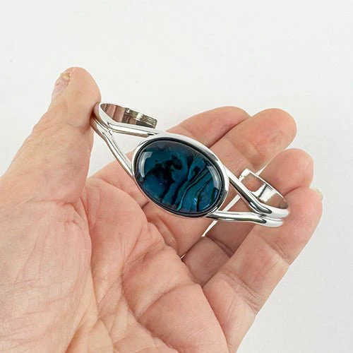 Pretty Paua Silver Bangle - Image 2