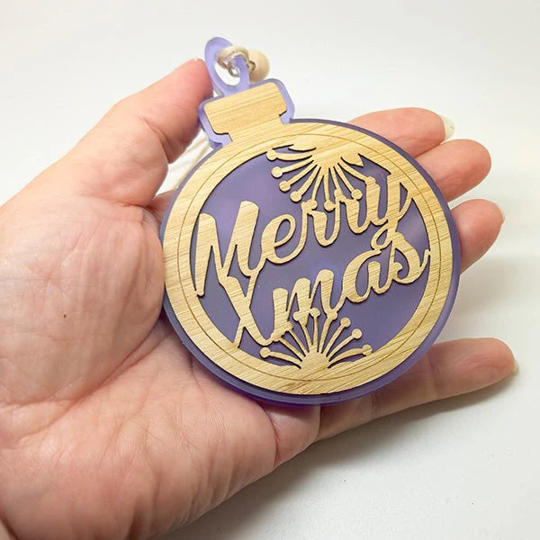 Purple NZ Merry Xmas Pohutukawa Christmas Ornament - Image 2
