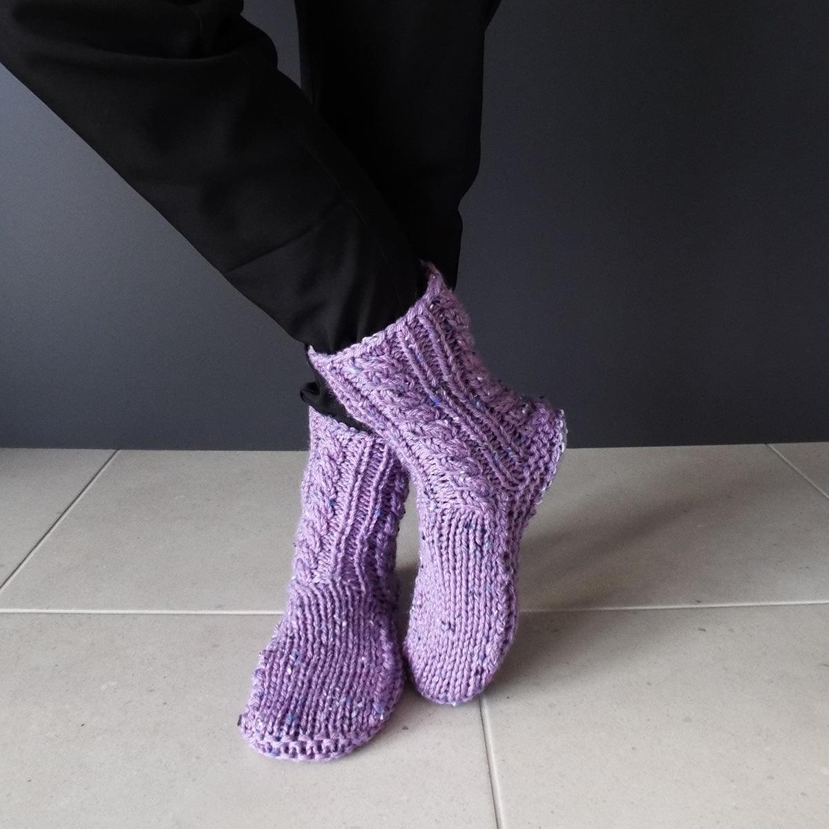 Purple NZ Sheepskin and Wool Slipper Socks - Image 3