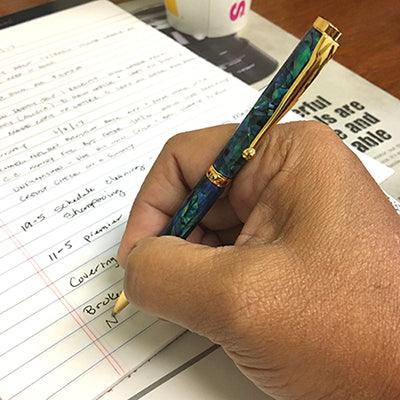 Quality NZ Paua Shell Pen in Velvet Box - Image 2