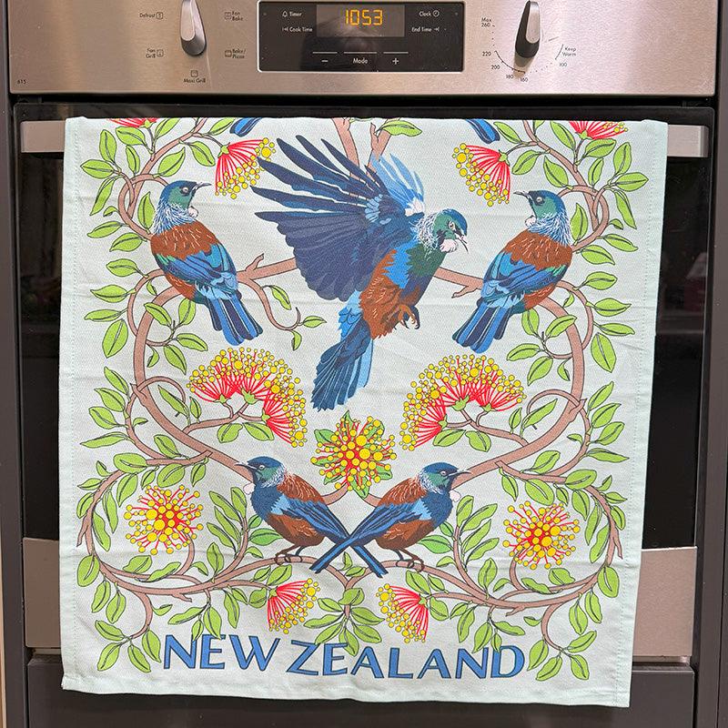 Quality NZ Tui and Pohutukawa Tea Towel - Image 2