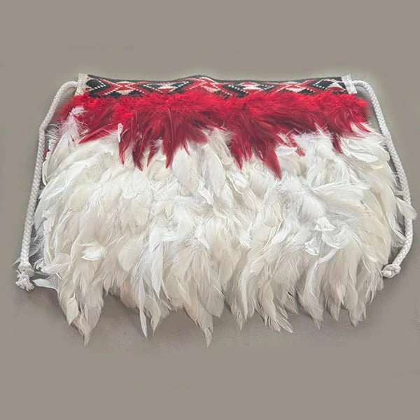 Red and White Newborn Baby Maori Korowai - Image 2