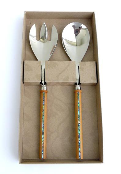 Rimu and Paua Salad Servers - Image 3