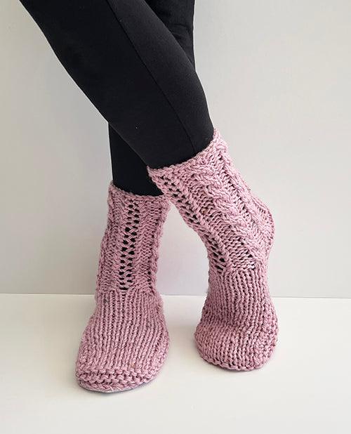 Rose Pink NZ Sheepskin and Wool Slipper Socks - Image 2