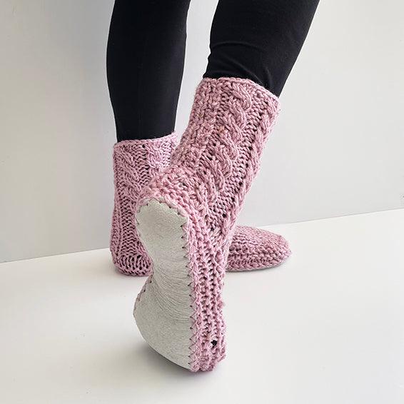 Rose Pink NZ Sheepskin and Wool Slipper Socks - Image 3