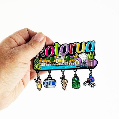Rotorua NZ Fridge Magnet with Dangling Charms - Image 2