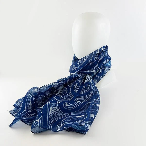 Sapphire Blue Maori Tattoo Design Sarong or Scarf - Image 2