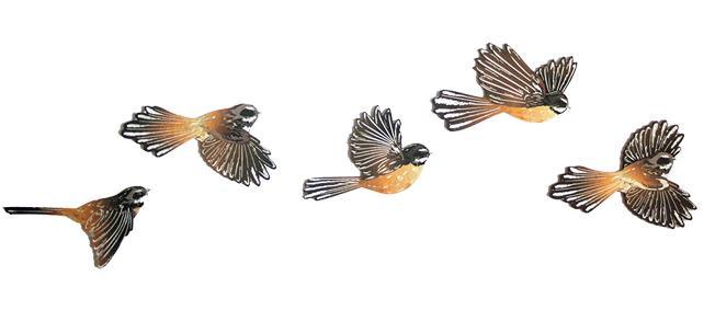 Set of 5 Coloured Flying Fantails Wall Art - Image 3