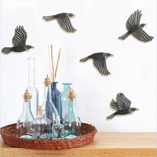 Set of 5 Coloured Tui Birds Wall Art - Image 3