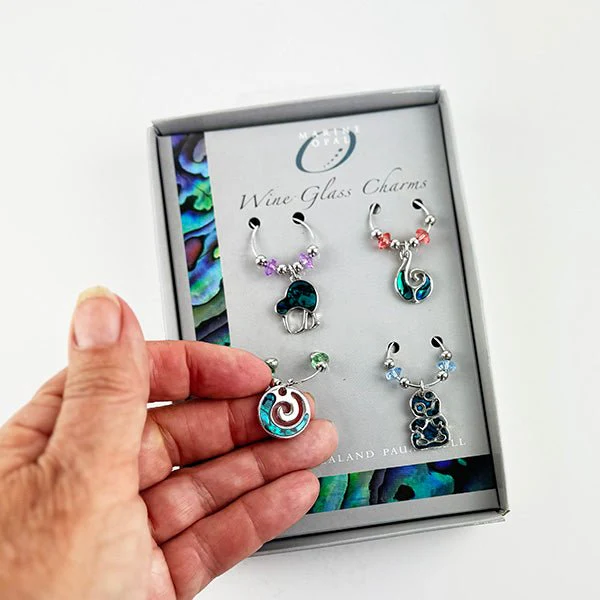 Set of 4 NZ Paua Wine Glass Charms - Image 2