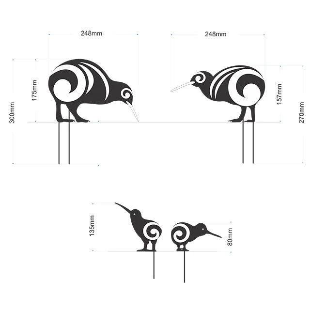 Set of Aluminium Kiwi Bird Garden Ornaments - Image 5