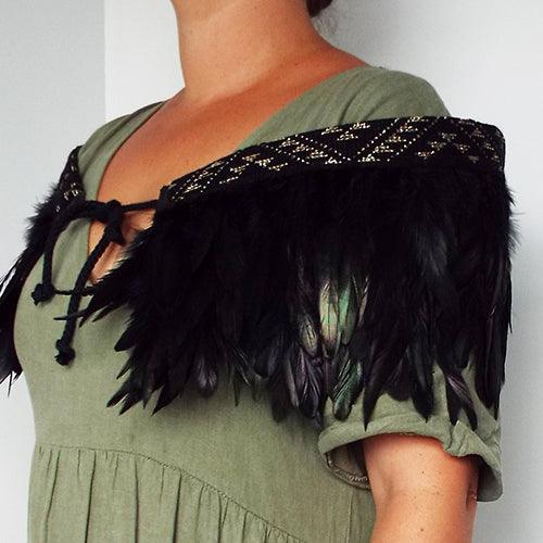 Short Black Maori Korowai With Gold Trim - Image 3