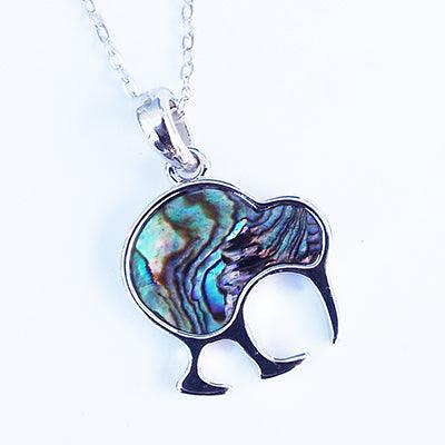Silver and Paua Shell Filigree Kiwi Necklace - Image 2